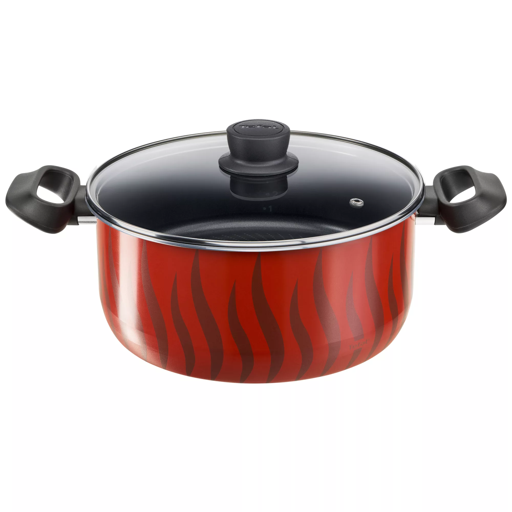 TEFAL Stewpot 26 cm | Tempo Flamme Cookware | 6.5 liters | Aluminium | Safe non stick coating | Lid | Stovetop Compatibility | Stewing recipes | Red | Made in France | 2 Years Warranty | C3045285