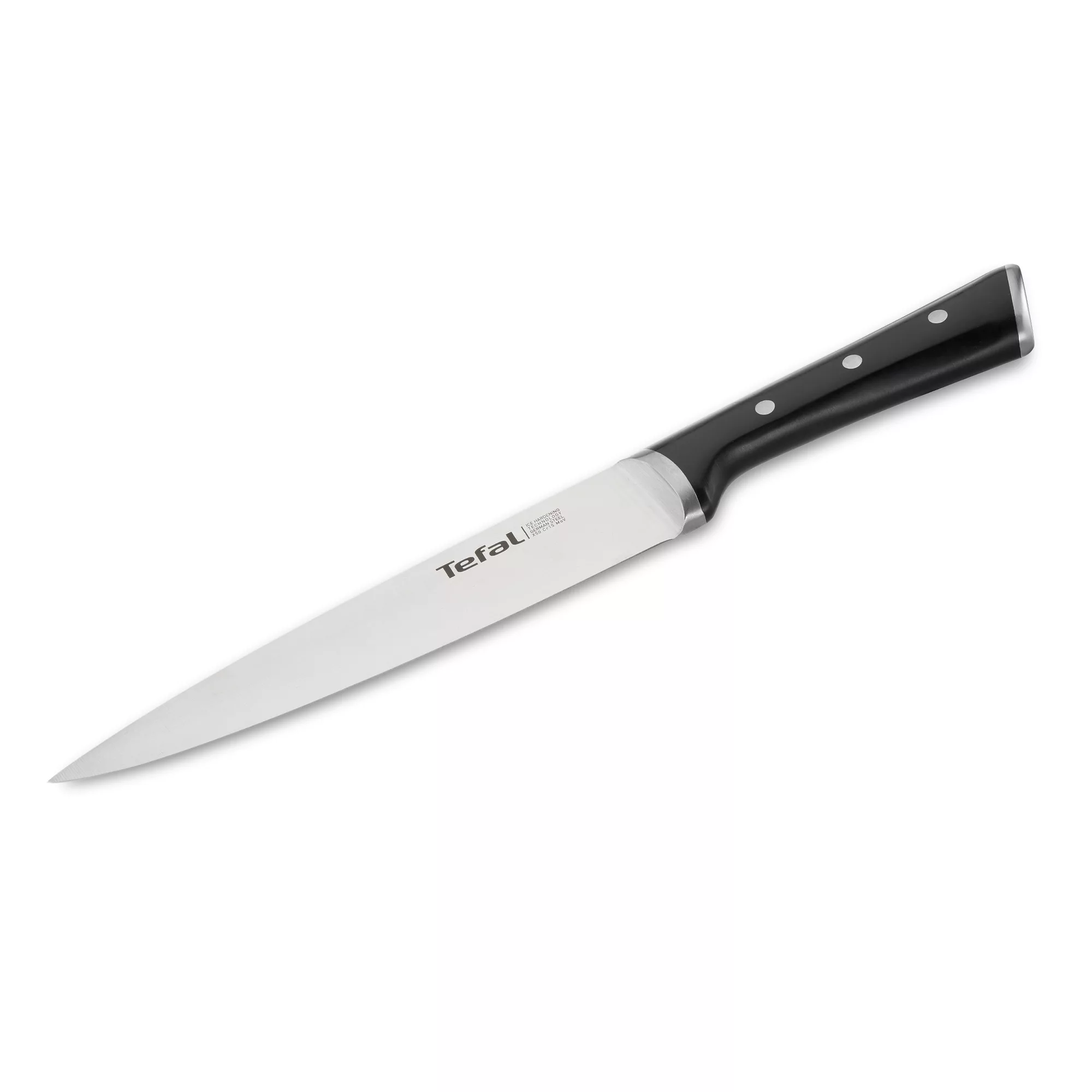 TEFAL Ice Force Slicing Knife | 20 Cm | Kitchen Knife | German Stainless Steel Blade | Long-Lasting Cutting Performance and Sharpness | Dishwasher safe | Black | 2 Years Warranty | K2320714