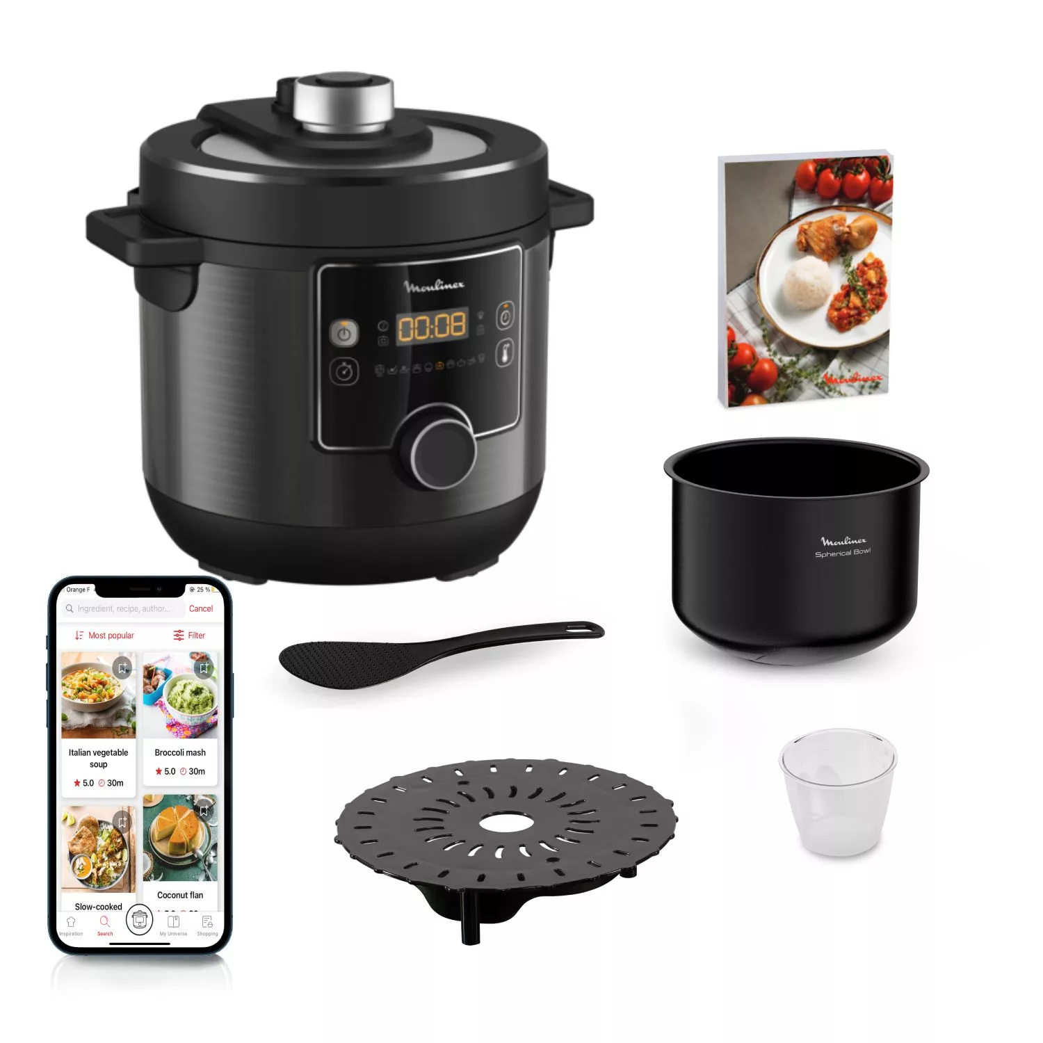 Moulinex Turbo Cuisine Maxi Fast Multicooker, 7.6 L Capacity, Easy, Versatile, Perfect Cooking Results, 10 Automatic Cooking Programs, Manual Mode, Electric Pressure Cooker, CE777827