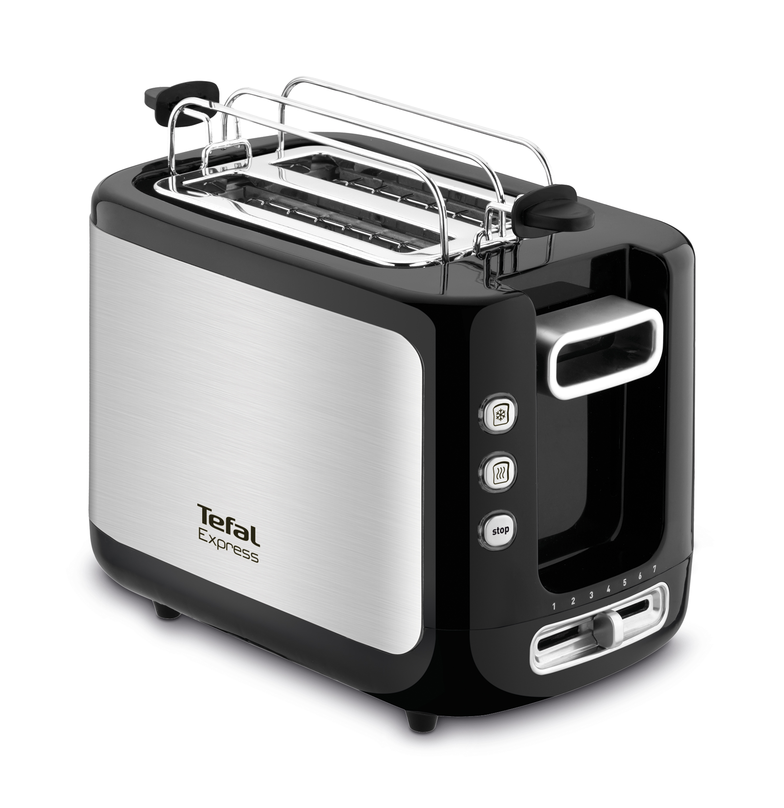  Toaster | Express | 2 slots | 850 W | 7 Levels of Toasting | Defrost Function | Bun Warmer Accessory | TT365027