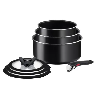 Tefal Ingenio Easy On 7-piece cookware set Easy Cleaning, Thermo-Signal™ Heat Indicator, Ingenio Removable Handle, Made in France, L1599602