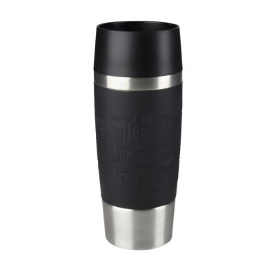 Travel Mug 0.36 L, Black Sleeve, 100% Leak-Proof, Double-Walled Vacuum Insulation, Hot & Cold Drinks, 360° Drinking, K3081114