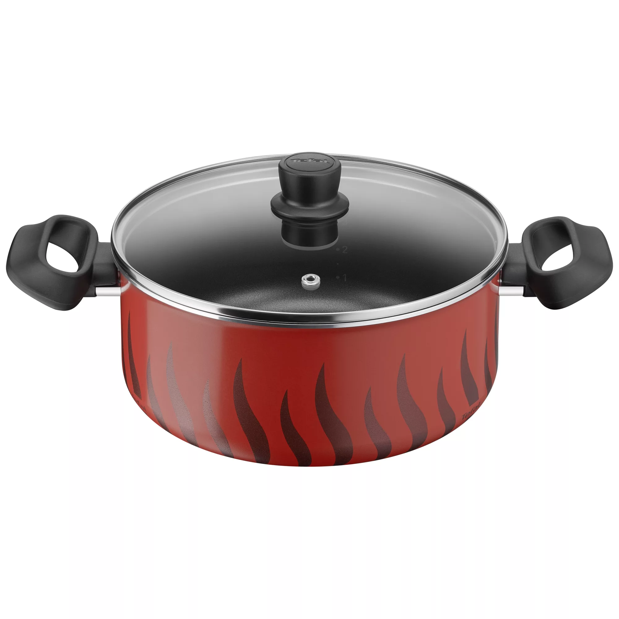 TEFAL Cooking Pot | Tempo Flame 24 cm Non Stick Casserole With Lid | Red | Aluminium | 2 Years Warranty | C3044685