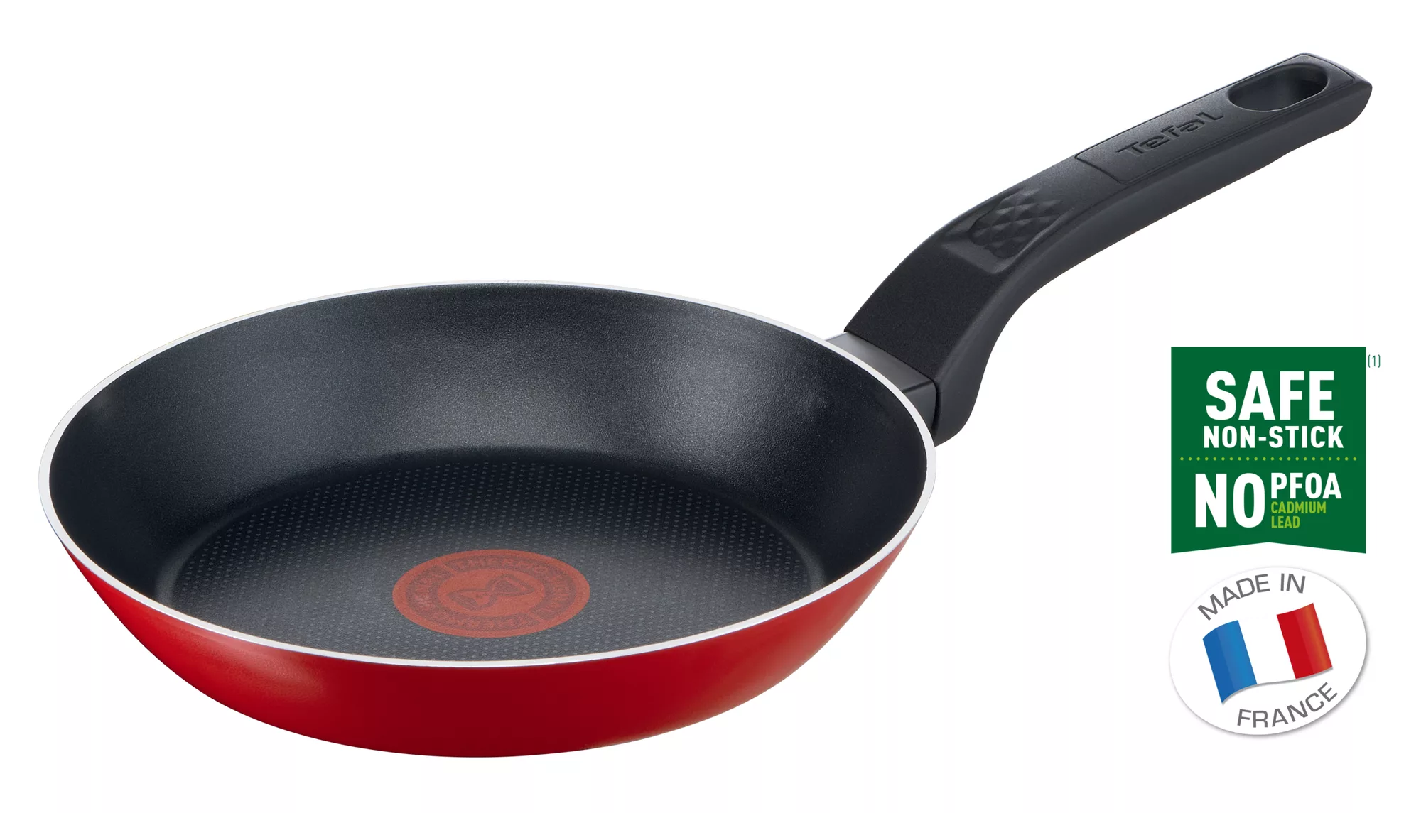 TEFAL Frypan 20 cm | Easy Clean | Aluminium | Non stick coating | Thermo signal heat indicator | Diffusion base | Healthy safe cookware | Made in France | Red | 2 Years Warranty | B5720253