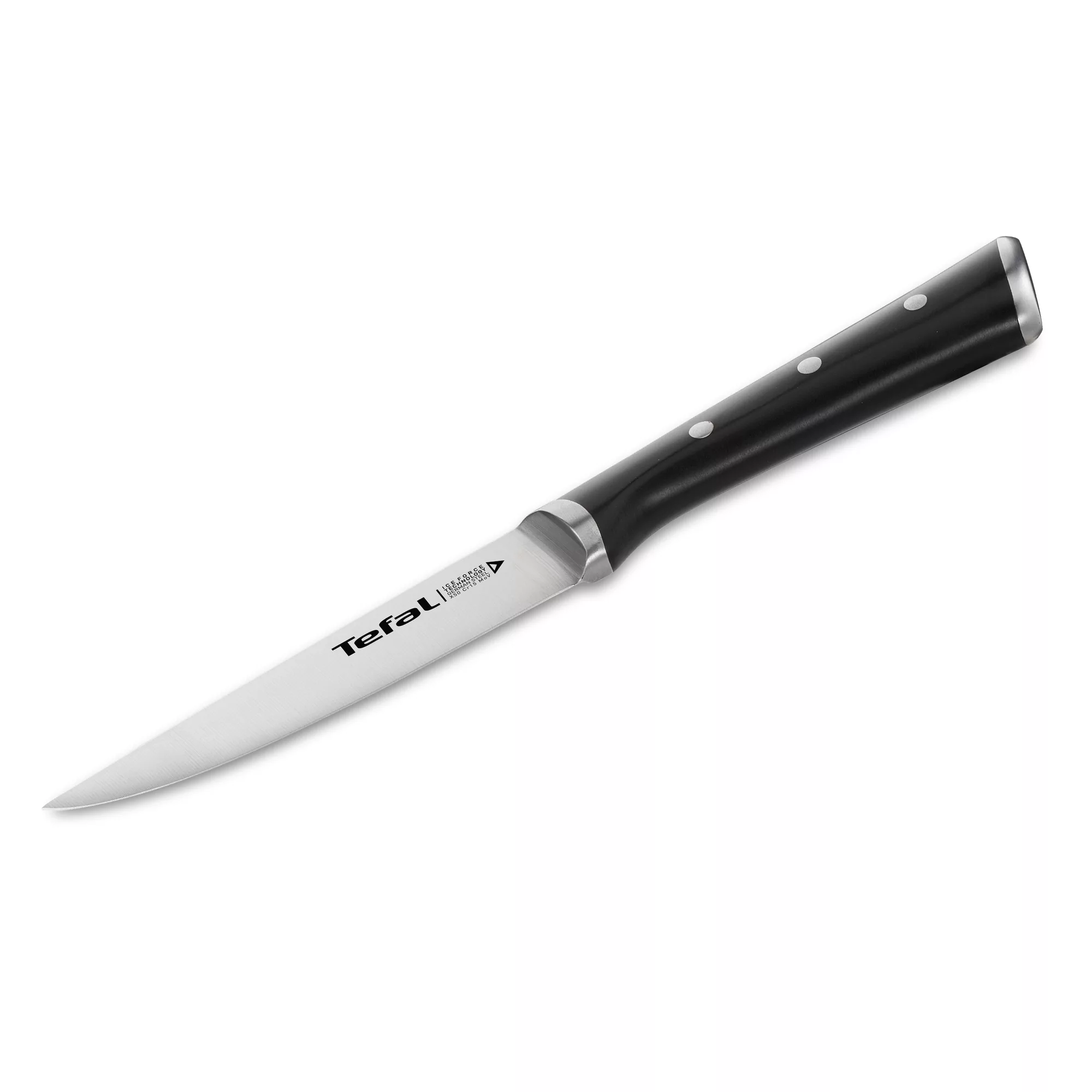 TEFAL Ice Force Utility Knife | 11 Cm | Kitchen Knife | German Stainless Steel Blade | Long-Lasting Cutting Performance and Sharpness | Dishwasher safe | Black | 2 Years Warranty | K2320914