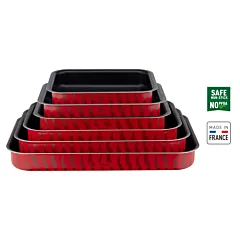 Tefal Les Spécialistes 6-Piece Set, Oven Dishes, , Non-Stick Coating, Aluminum, Heat Diffusion, Easy Cleaning, Red Bugatti