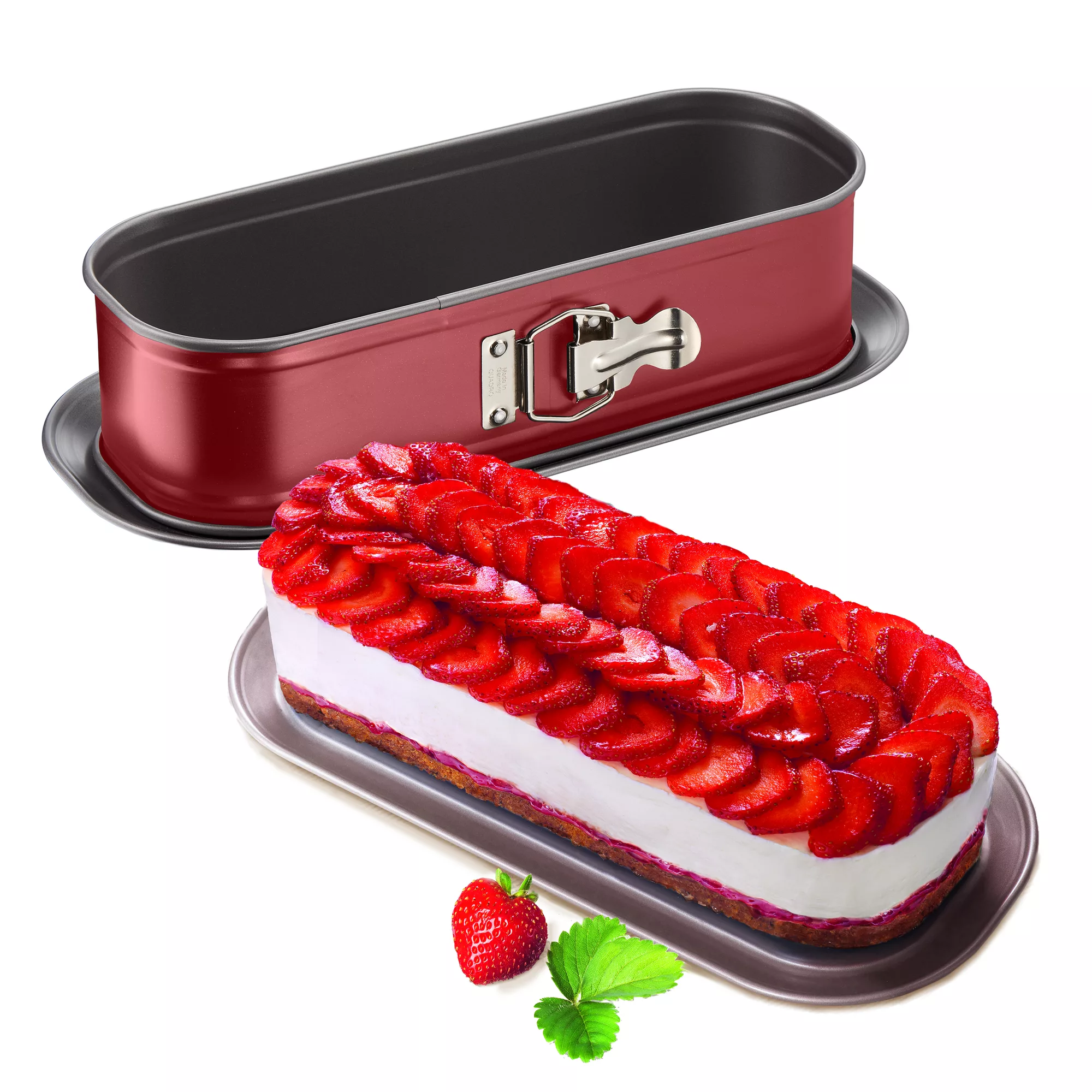 TEFAL Baking Mold | Delibake Springform Loaf Pan 30 x 11 cm |Red| Springform Pan | Oversized Base | Perfect Release | High-Quality Carbon Steel Bakeware | Easy to Clean | 2 Years Warranty | J1640314 