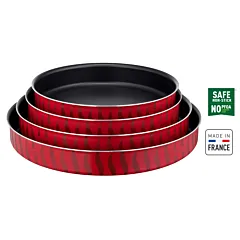 Tefal Les Spécialistes, 4-Piece Set, Kebbe Dishes, 28/30/34/38 cm, Non-Stick Coating, Aluminum, Heat Diffusion, Easy Cleaning, Red Bugatti, Made in France J5716983