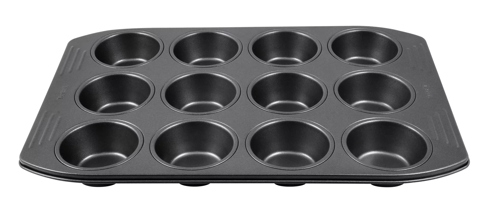 TEFAL Baking Mold | Easy Grip 12 Muffins 26.5x39.5cm | Carbon Steel | Easy Handling | Large Handles | Non-Stick Coating | Easy Release | Easy Cleaning | Dark Grey | 2 Years Warranty | J1625745