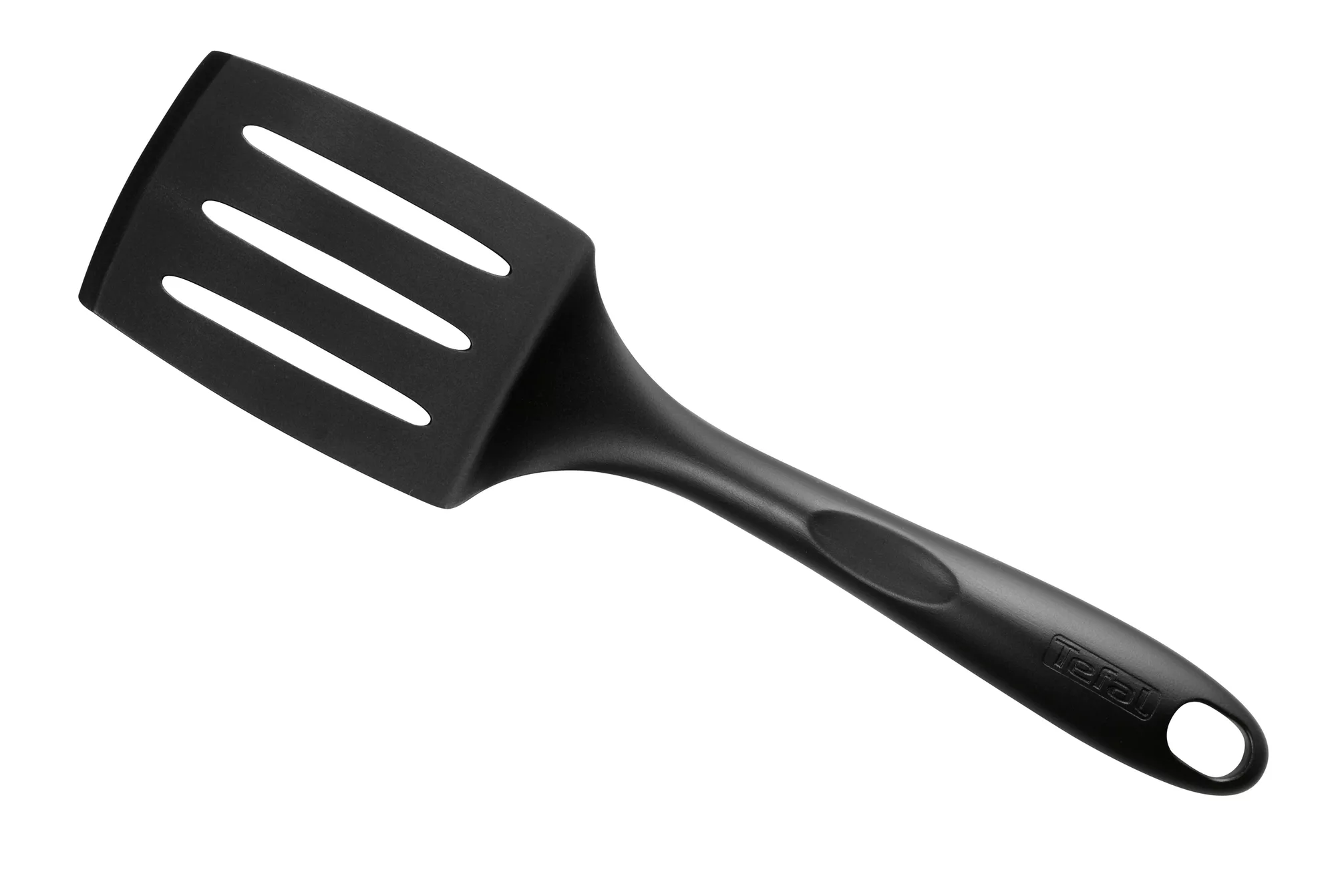 TEFAL Bienvenue Angle Slotted Spatula | Kitcken Tool | High-Heat Resistance | Scratch-Free for Cookware | Dishwasher-Safe | Black | Plastic | Made in France | 2 Years Warranty | 2743712