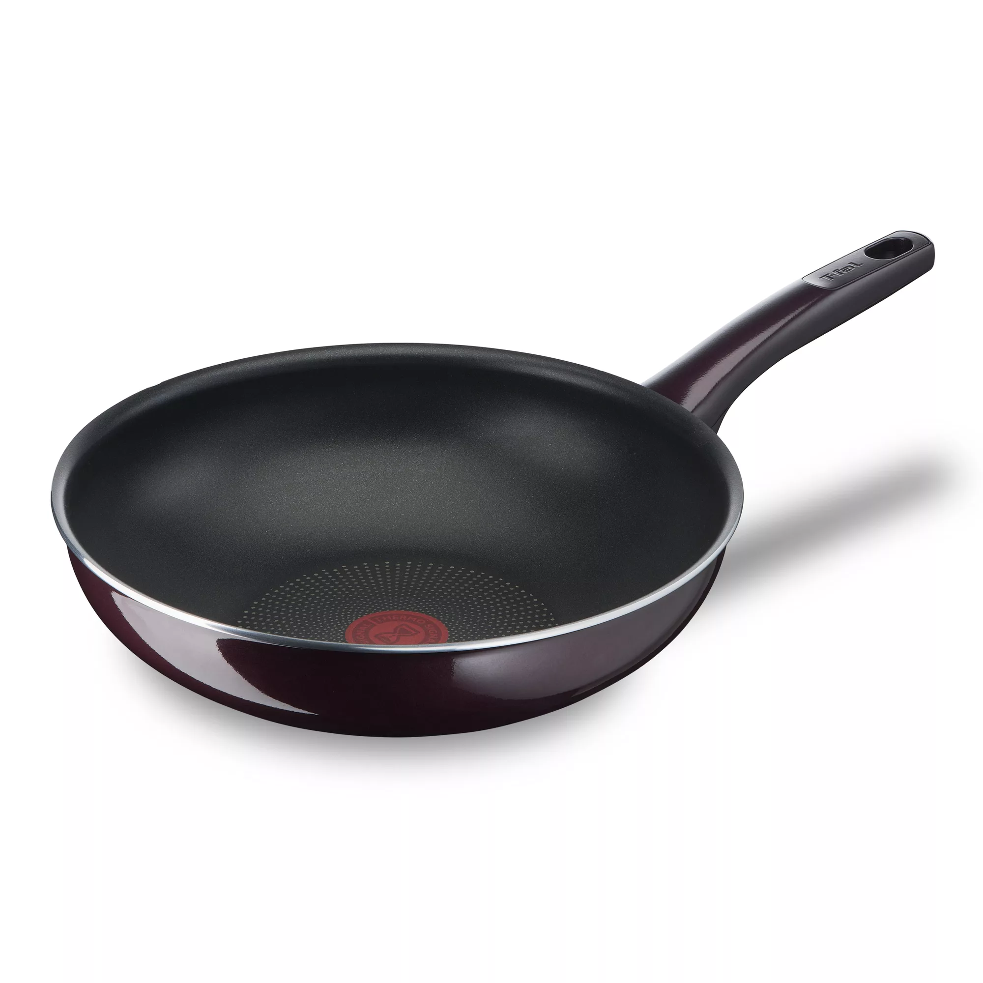 TEFAL Wok Pan | Resist Intense 28 cm Non-Stick Wok Frying Pan with Thermo Spot | Flame Protect Resistant | Ideal Shape | Easy Cleaning | Safe | Bordeaux Burgundy | 2 Years Warranty | D5221983